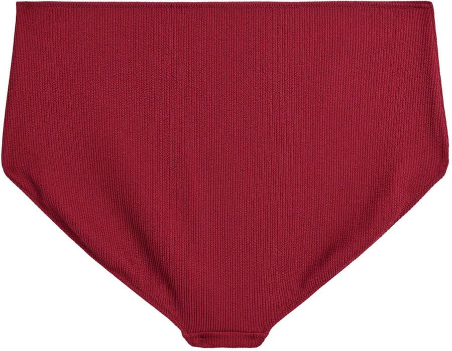 Zizzi high waist bikinibroekje SLINO met ribstructuur donkerrood - Foto 3