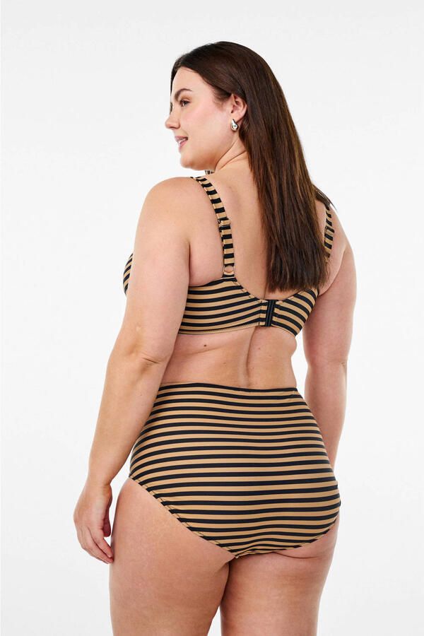 Zizzi high waist bikinibroekje STENNA beige zwart - Foto 3