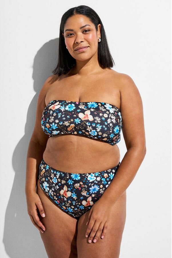 Zizzi high waist brazilian bikinibroekje CAANNE zwart multi