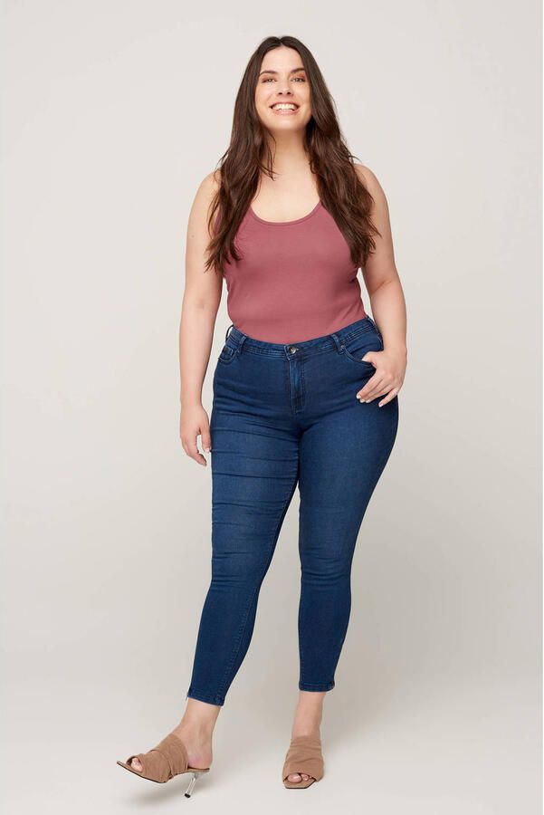 Zizzi high waist cropped super slim fit jeans AMY dark denim
