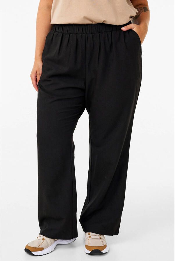 Zizzi high waist flared broek Plus Size zwart