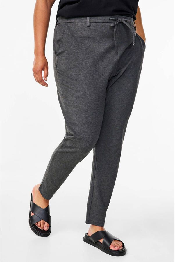 Zizzi high waist regular fit casual broek Plus Size grijs