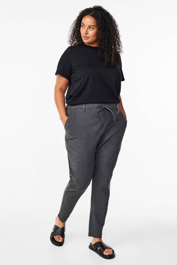 Zizzi high waist regular fit casual broek Plus Size grijs - Foto 2
