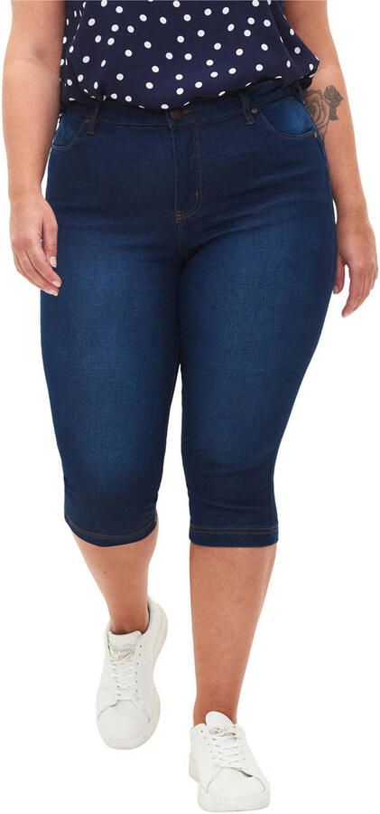 Zizzi high waist skinny capri jeans AMY donkerblauw denim - Foto 3