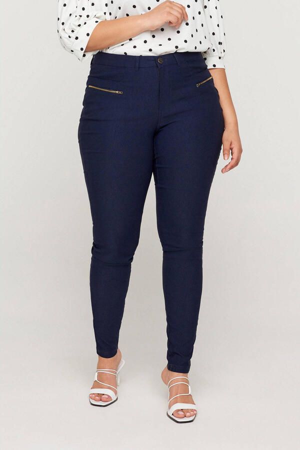Zizzi high waist skinny tregging JEVA donkerblauw