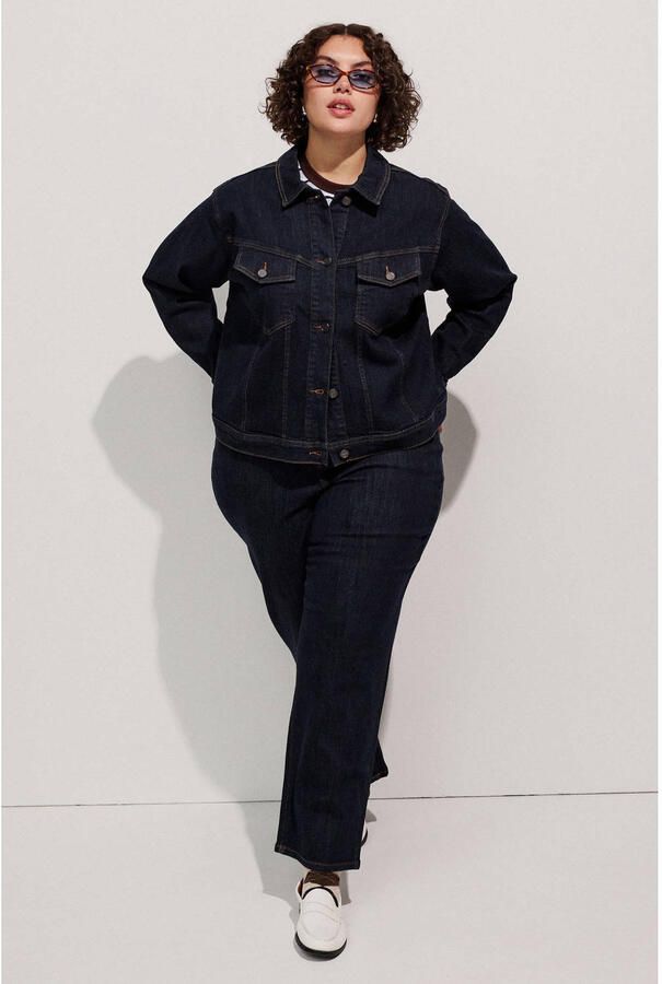 Zizzi high waist straight leg jeans Plus Size donkerblauw