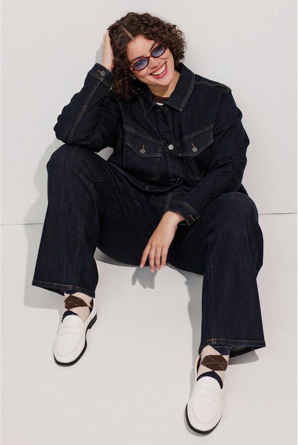Zizzi high waist straight leg jeans Plus Size donkerblauw - Foto 3