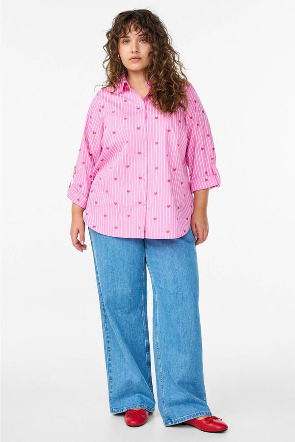 Zizzi high waist wide leg jeans Plus Size lichtblauw