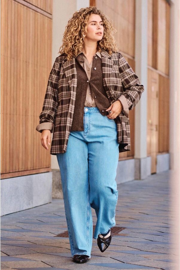 Zizzi high waist wide leg jeans Plus Size lichtblauw - Foto 2