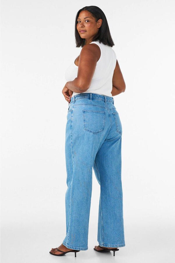 Zizzi high waist wide leg jeans Plus Size lichtblauw - Foto 3