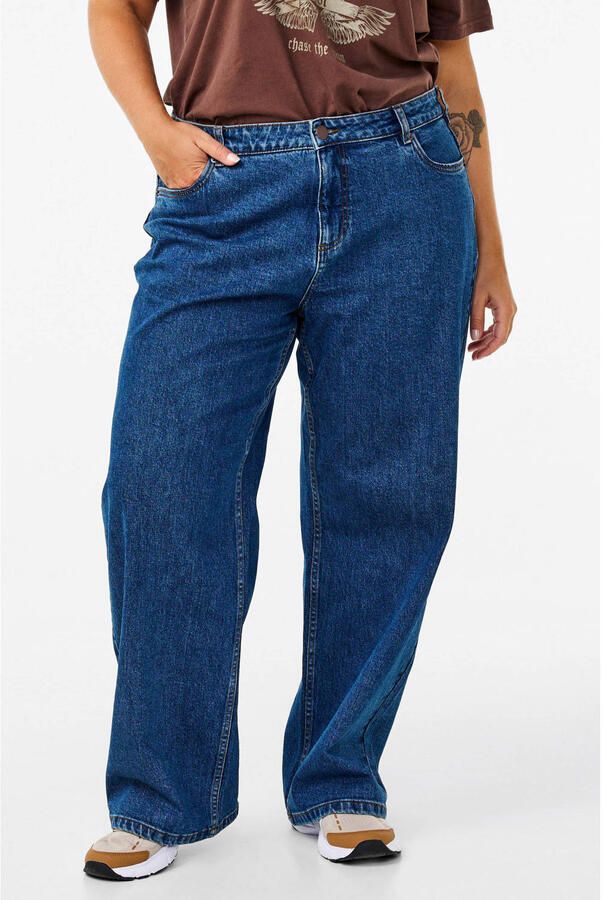 Zizzi high wide leg jeans Plus Size donkerblauw