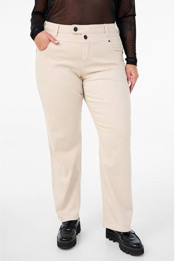 Zizzi high waist straight leg jeans beige