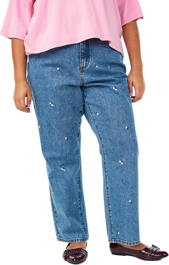 Zizzi high waist straight leg jeans medium blue denim