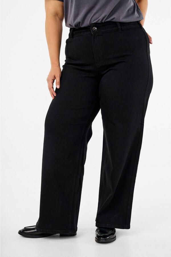 Zizzi high waist wide leg jeans black denim