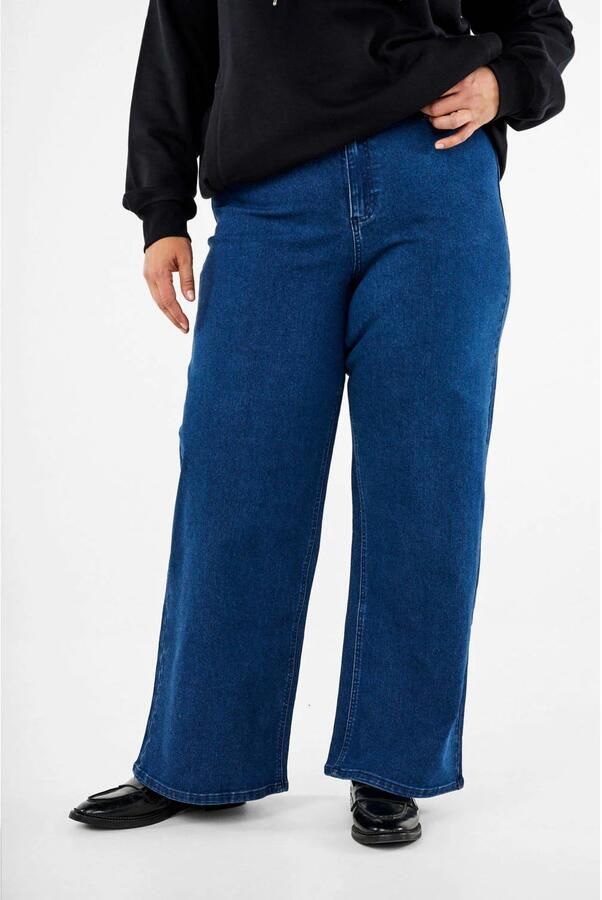 Zizzi high waist wide leg jeans dark blue denim
