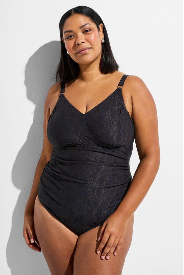 Zizzi jacquard badpak SMIKKA zwart