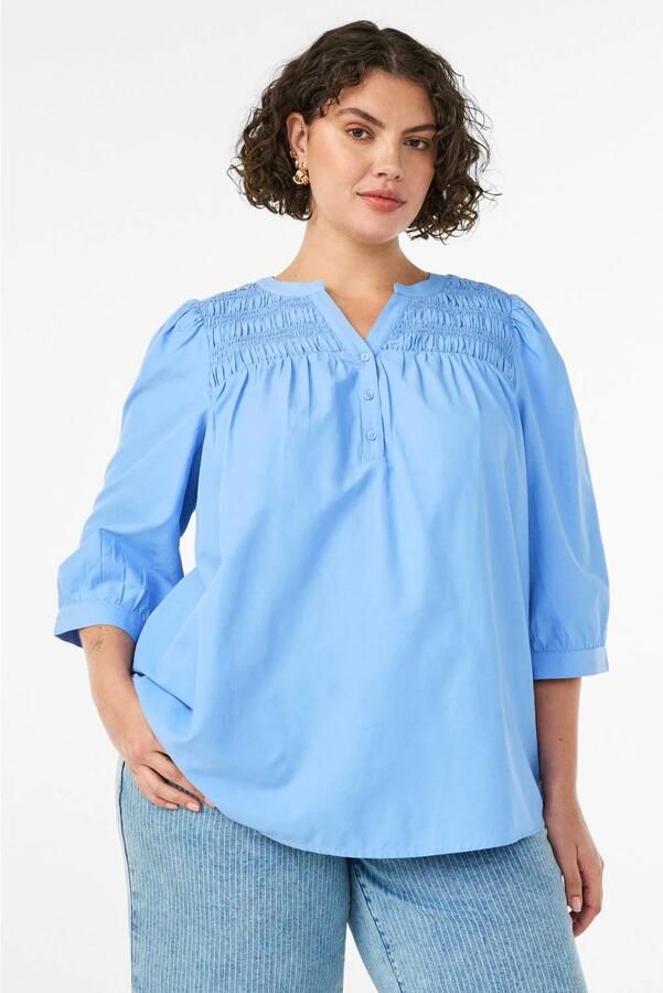 Zizzi katoenen top Plus Size blauw