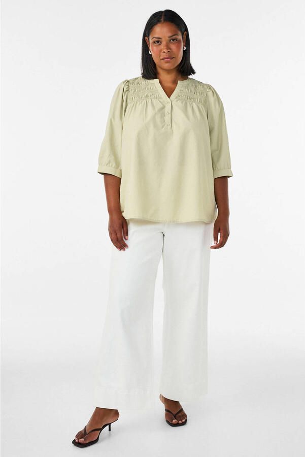 Zizzi katoenen top Plus Size lichtgeel - Foto 2