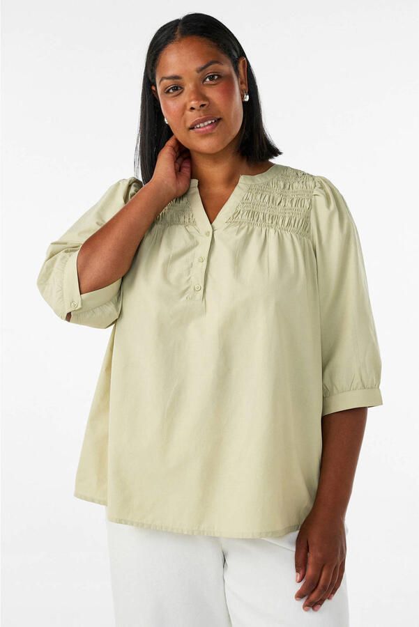 Zizzi katoenen top Plus Size lichtgeel