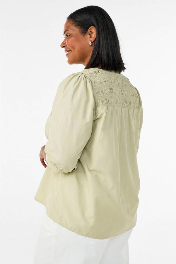 Zizzi katoenen top Plus Size lichtgeel - Foto 3