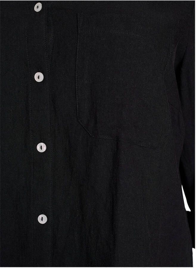 Zizzi linnen blouse zwart - Foto 3