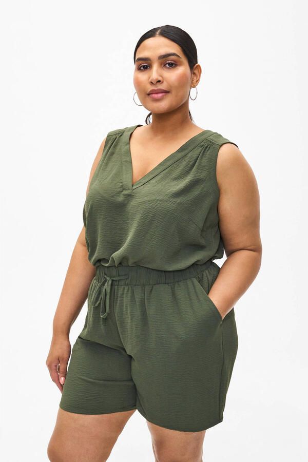 Zizzi loose fit short olijfgroen - Foto 3