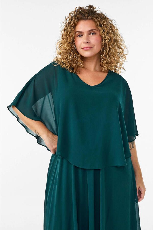 Zizzi maxi jurk Plus Size donkergroen