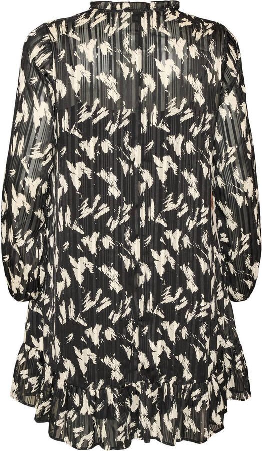Zizzi Plus Size A-lijn jurk met ruches zwart wit - Foto 2