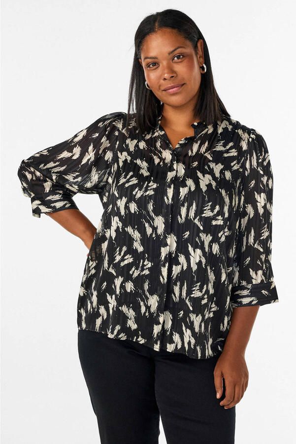 Zizzi Plus Size blouse met print zwart