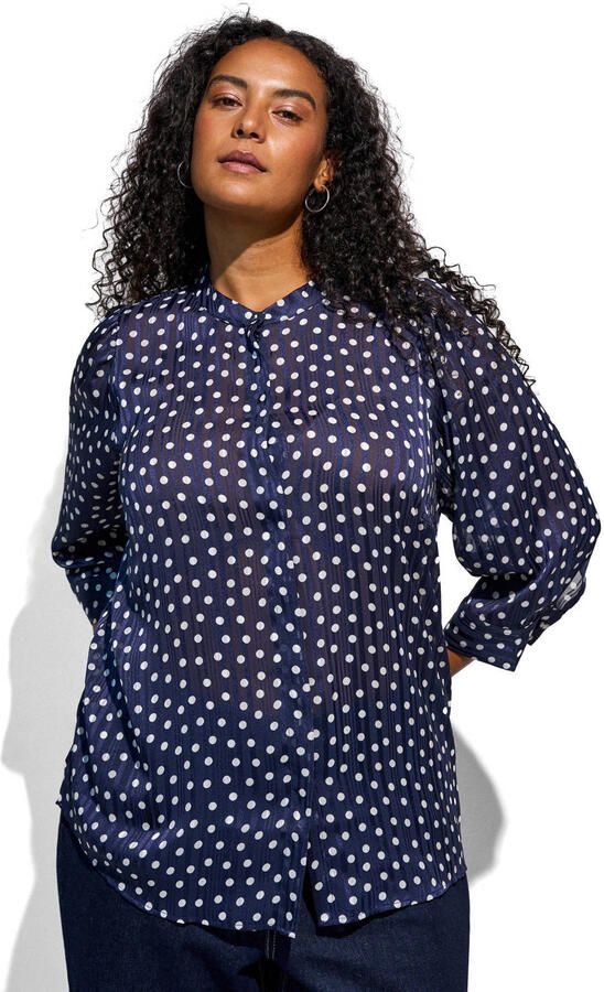 Zizzi Plus Size blouse met stippen donkerblauw