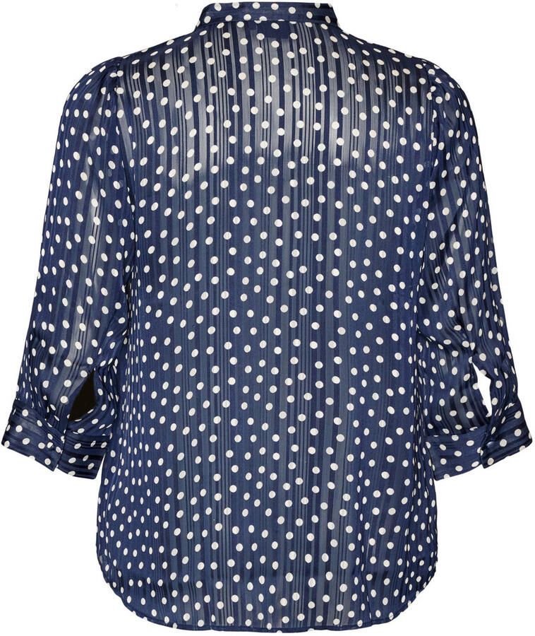 Zizzi Plus Size blouse met stippen donkerblauw - Foto 2