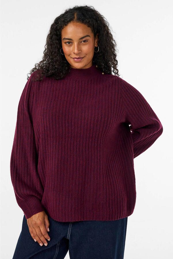 Zizzi Plus Size coltrui met wol donkerrood