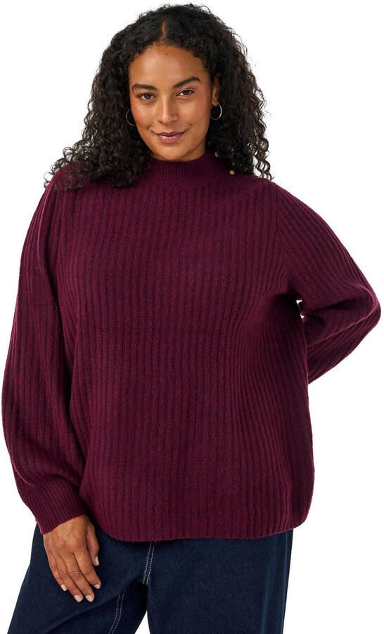 Zizzi Plus Size coltrui met wol donkerrood - Foto 3