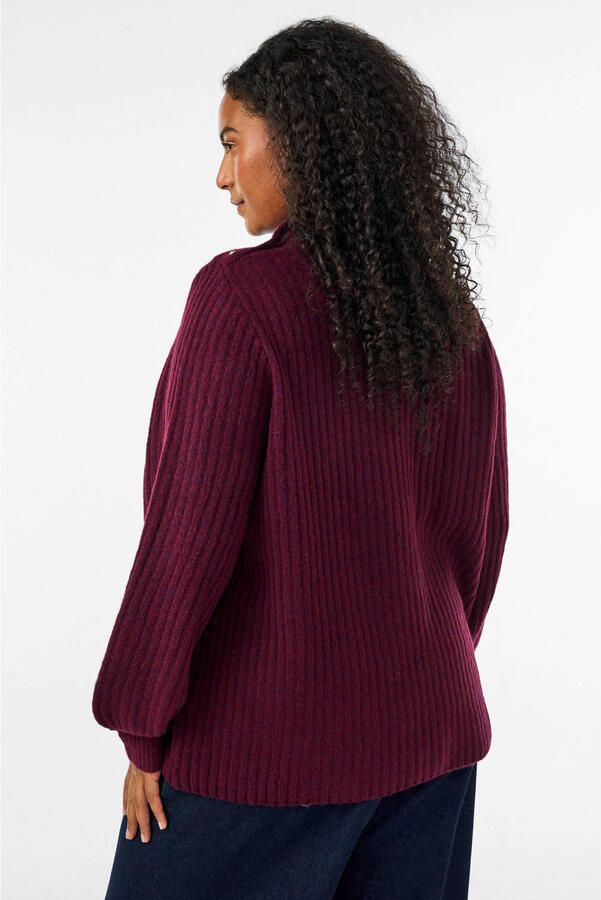 Zizzi Plus Size coltrui met wol donkerrood - Foto 2