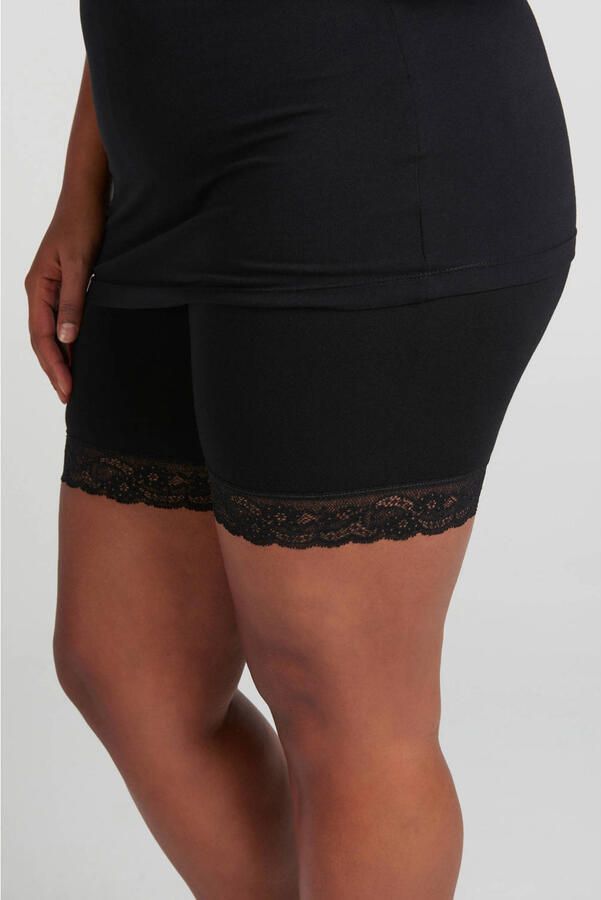 Zizzi Plus Size cycling short met kant zwart