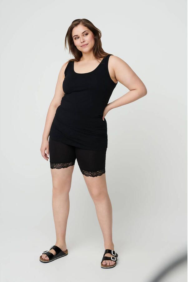 Zizzi Plus Size cycling short met kant zwart