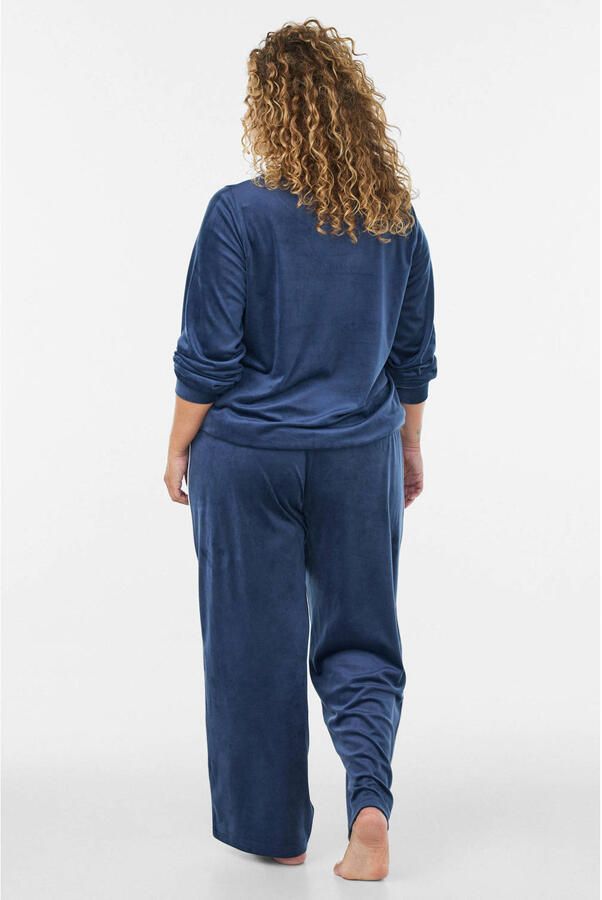 Zizzi Plus Size fluwelen loungetop donkerblauw - Foto 3