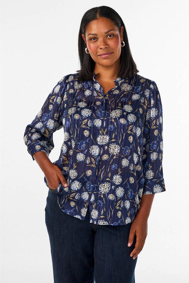 Zizzi Plus Size gebloemde blouse blauw