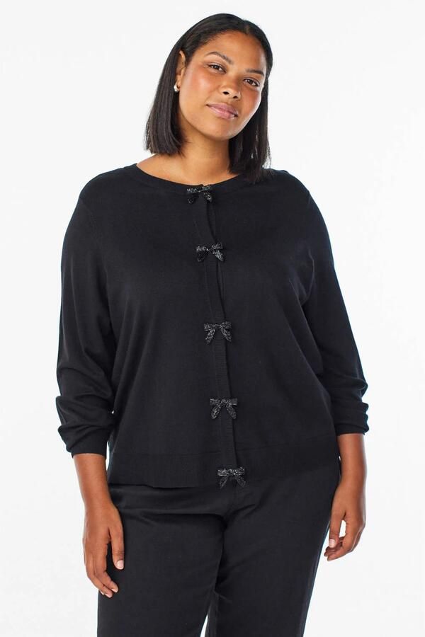 Zizzi Plus Size gebreid vest zwart