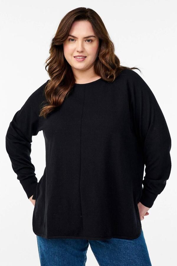 Zizzi Plus Size gebreide trui zwart