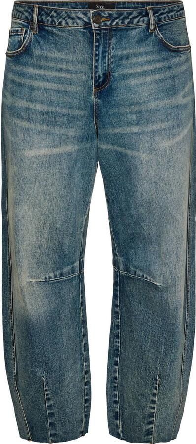 Zizzi Plus Size high waist barrel jeans mediumblauw - Foto 3