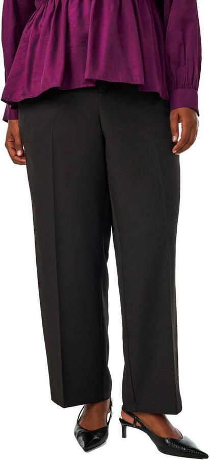 Zizzi Plus Size high waist straight leg cropped pantalon zwart - Foto 2