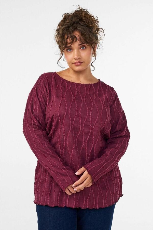 Zizzi Plus Size jersey blouse donkerrood