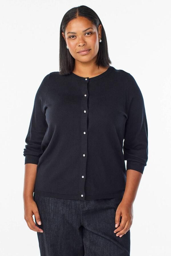 Zizzi Plus Size katoenen gebreid vest zwart