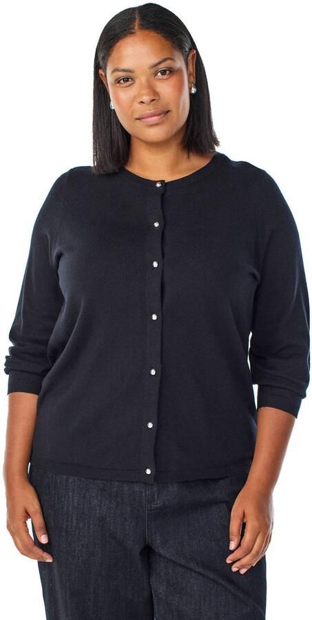 Zizzi Plus Size katoenen gebreid vest zwart - Foto 3
