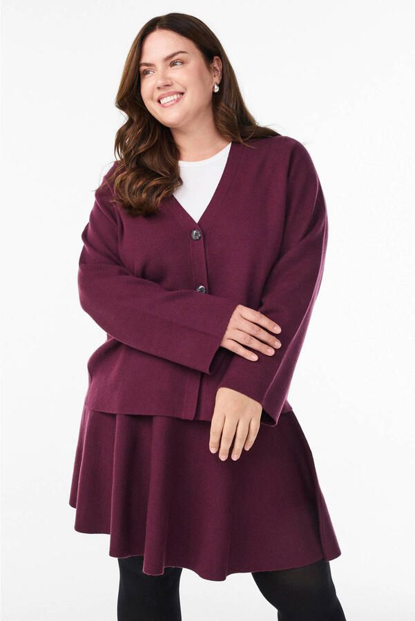 Zizzi Plus Size korte A-lijn rok donkerrood
