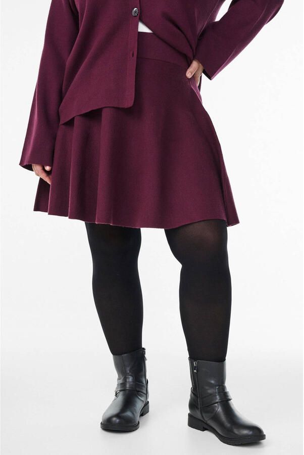 Zizzi Plus Size korte A-lijn rok donkerrood - Foto 3