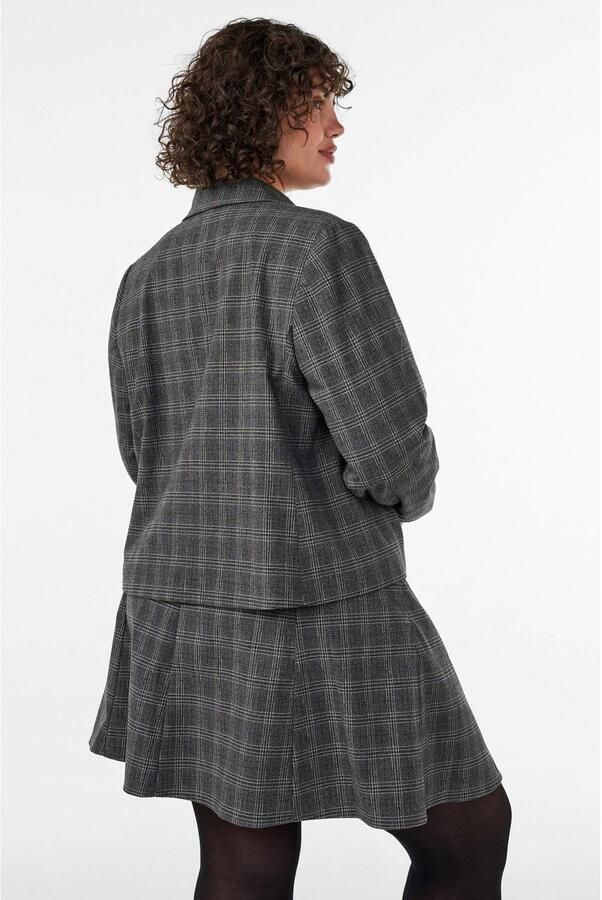 Zizzi Plus Size korte geruite A-lijn rok grijs - Foto 2