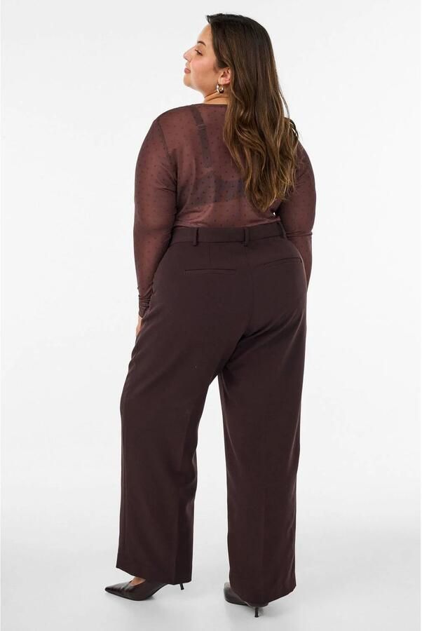 Zizzi Plus Size mesh top met stippen donkerrood - Foto 2