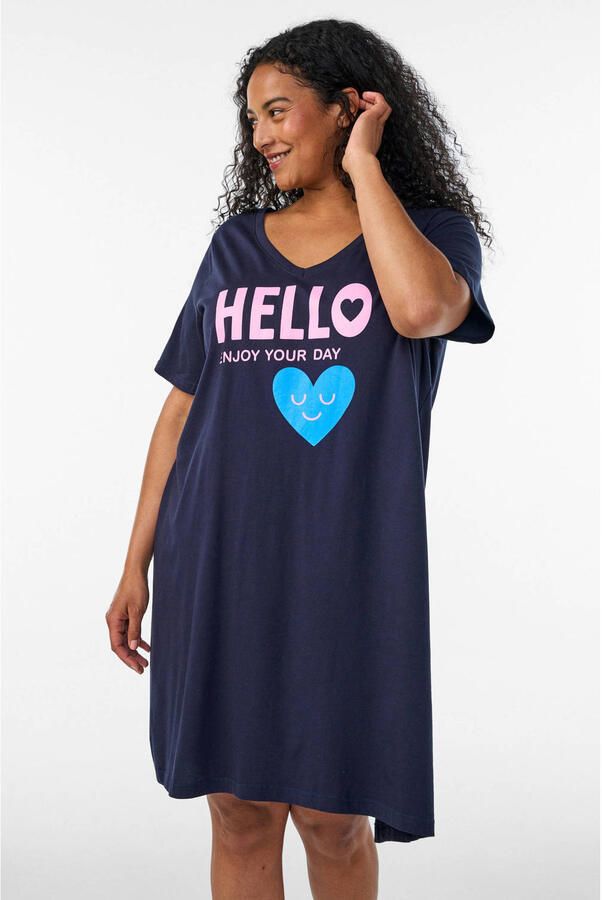 Zizzi Plus Size nachthemd donkerblauw
